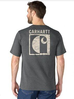 CARHARTT Men's Irvine Relaxed Block Camo T-Shirt Size M In Carbon Heather